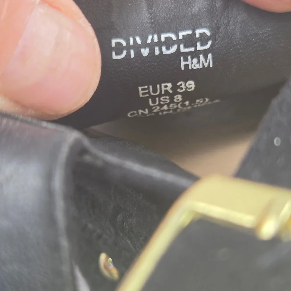 H&M Divided Womens Black Studded Espadrille Platform Sandals Size 8 EUR 39 S1513